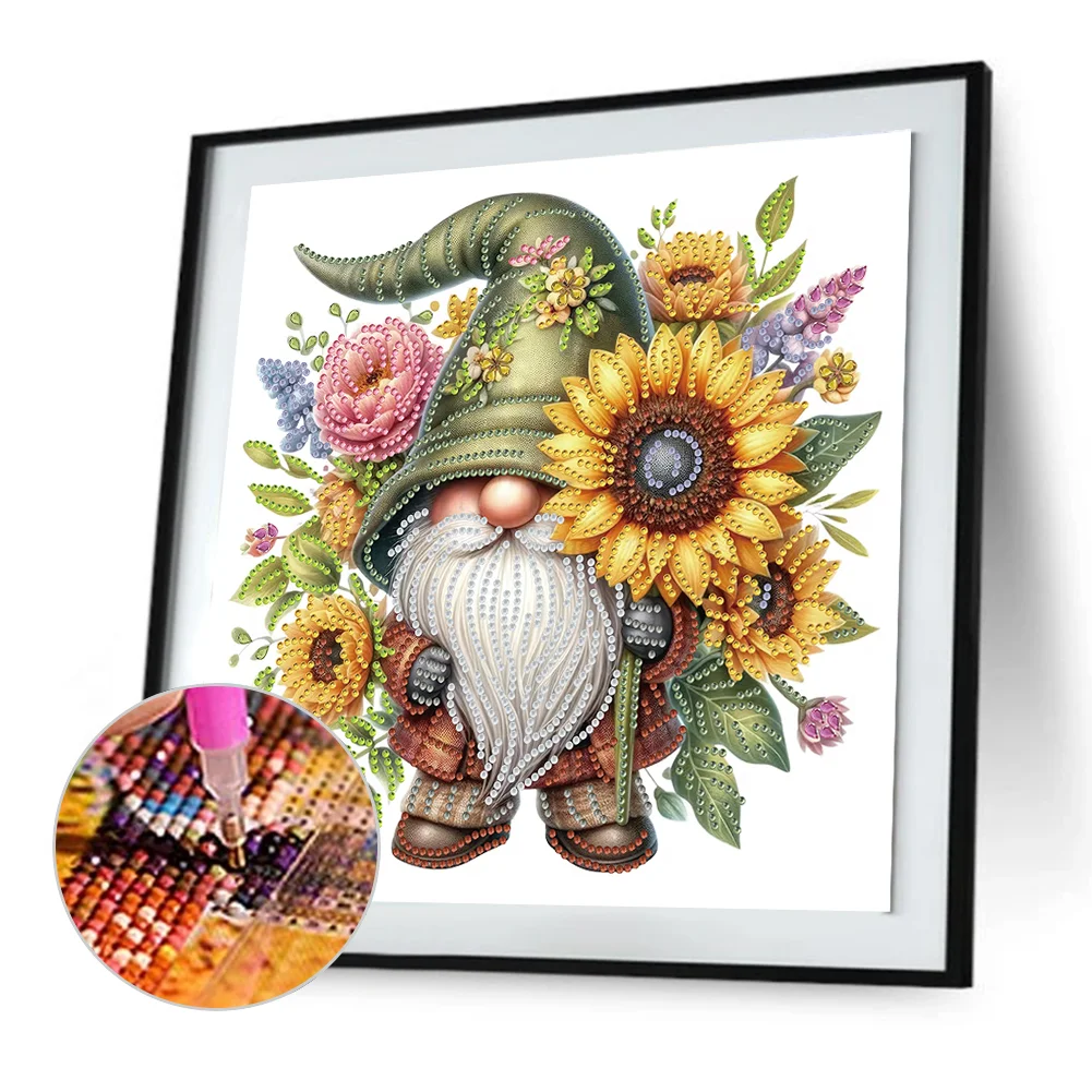 Diamond Painting - Partial Special Shaped Drill - Flower Gnome(Canvas|30*30cm)