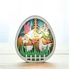 D&eacute;coration de P&acirc;ques lapin en bois avec lumi&egrave;re LED