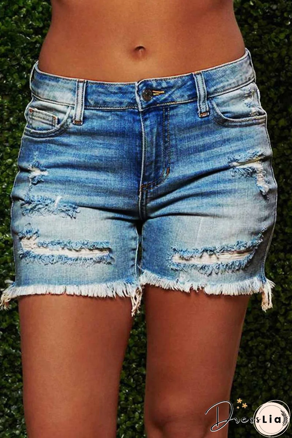On-trend Fringed Ripped Denim Shorts(3 Colors)