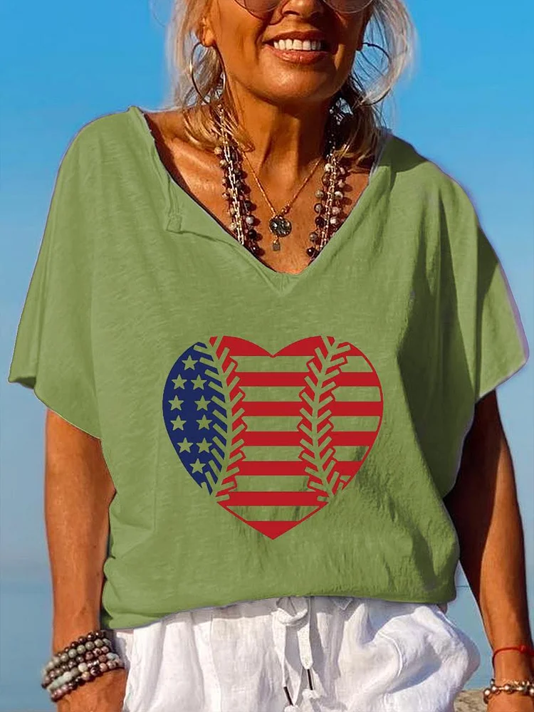 American Independence Day V Neck T-shirt-00162-Annaletters