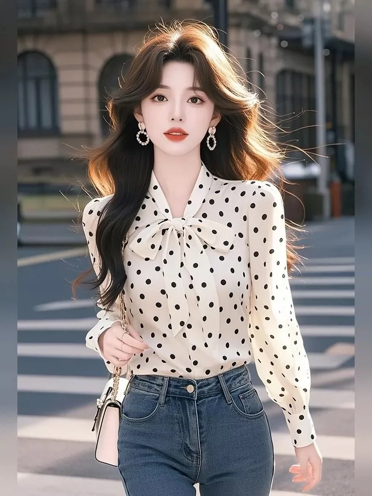 Athvotar Athvotar Light Luxury High-End Feel Blouse This Year's Popular White Chiffon Bow Shirt Women's Spring 2025 New