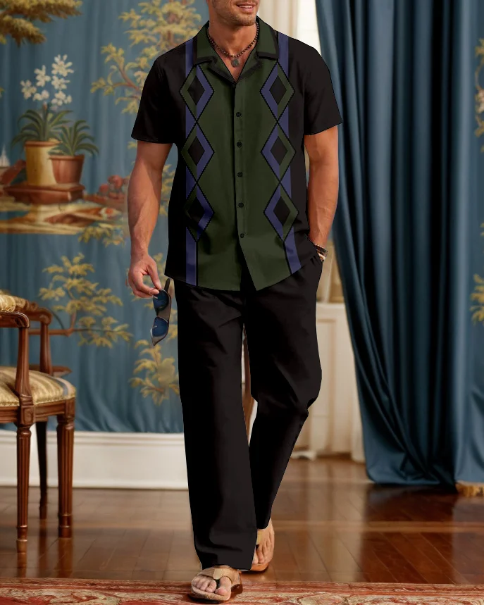 Suitmens Customized classic striped bowling shirt Walking Suit