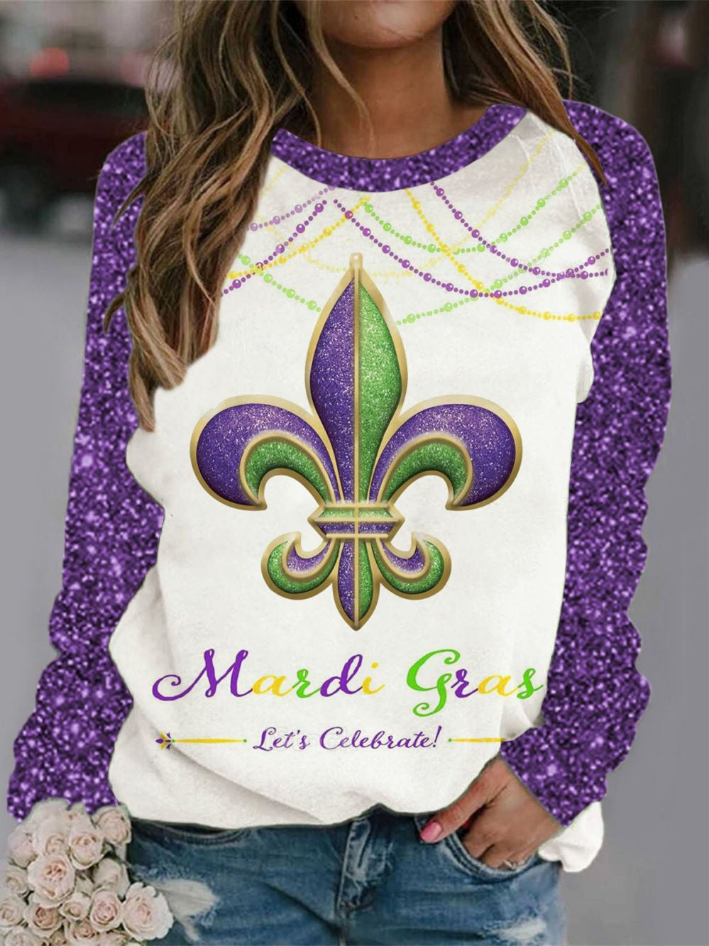 Women Long Sleeve V-neck Graphic Floral Printed Top