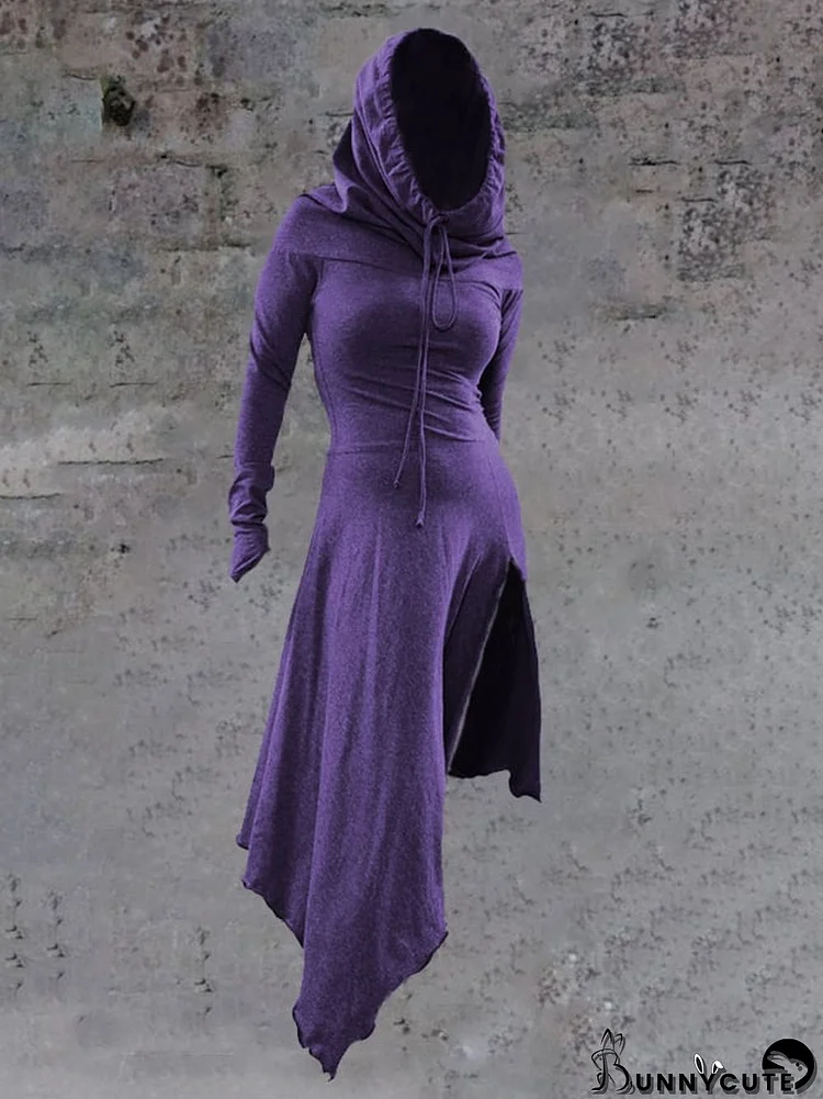 Women's Halloween Witch Long-Sleeve Hooded Dress
