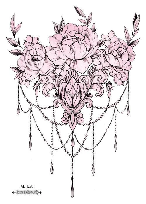 38 Kinds Adult Chest Back Tattoo Rose Flowers Mandala Totem Waterproof Temporary Body Art Sticker Disposable tatouage temporaire