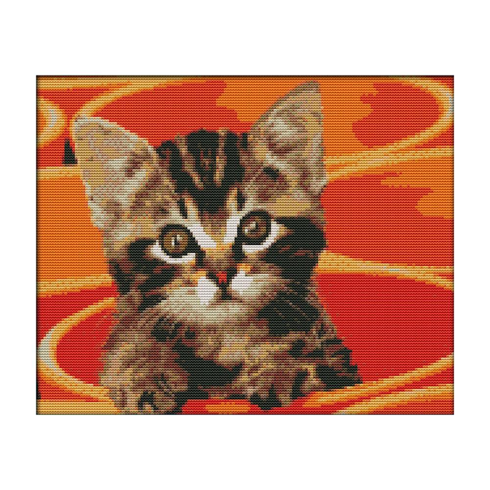 

Kitten in a pot - 14CT Stamped Cross Stitch - 36*31cm, 501 Original