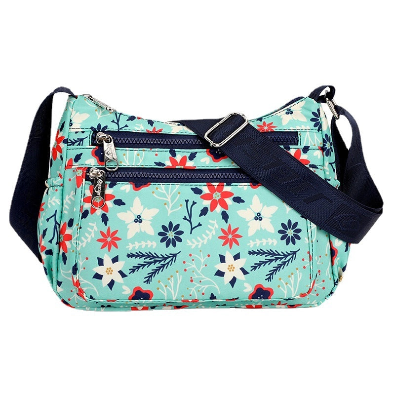 Women’s Bag Spring New Women’s Shoulder Messenger Bag Multi-layer Printed Nylon Cloth Bag Casual Bag