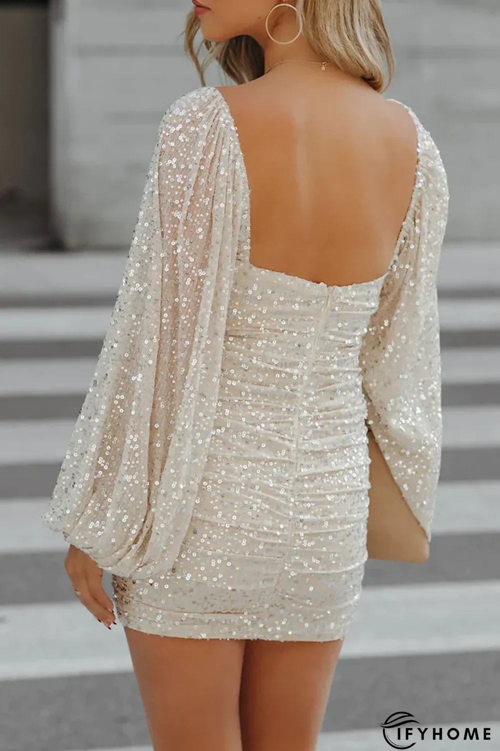 Party Patchwork Sequins V Neck Pencil Skirt Dresses(3 Colors) | IFYHOME