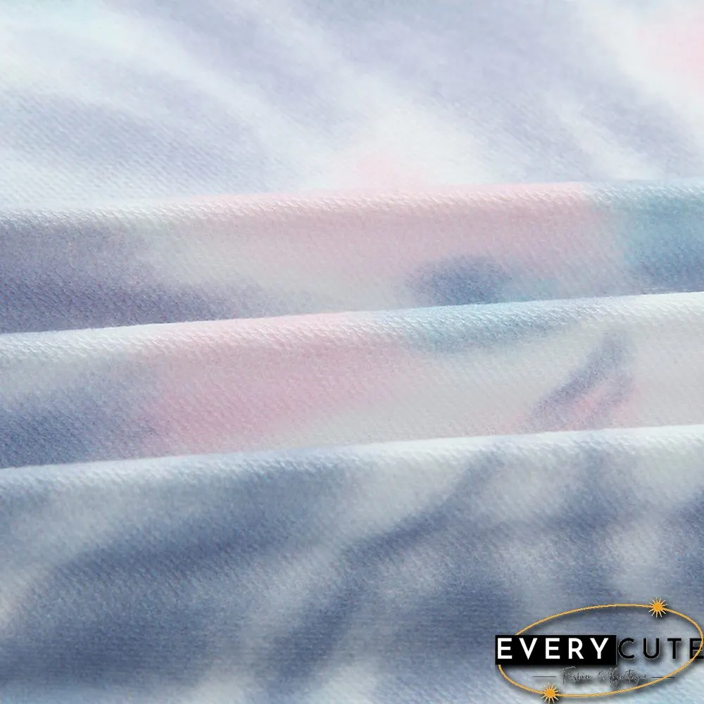 Pink Tie Dye Pattern Loose Pullover Hoodie