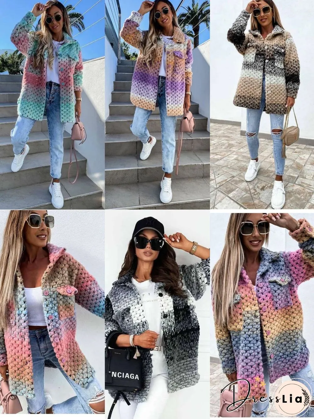 Autumn and winter womens new fashion print ladies woolen coat women coats tweed jacket