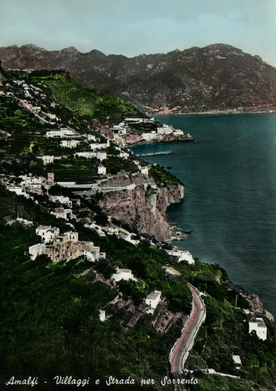 Amalfi Road To Sorrento Italy Real Photo Poster painting RPPC Postcard 4 x 5.75