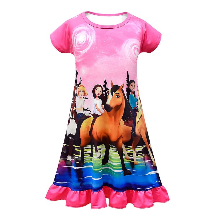 Children's skirt spirit riding  pony King children's nightdress dress short sleeve skirt 80526-Mayoulove