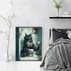 Toilet Cat Reading Newspaper-11CT Stamped Cross Stitch 40*53cm tapestrymarket