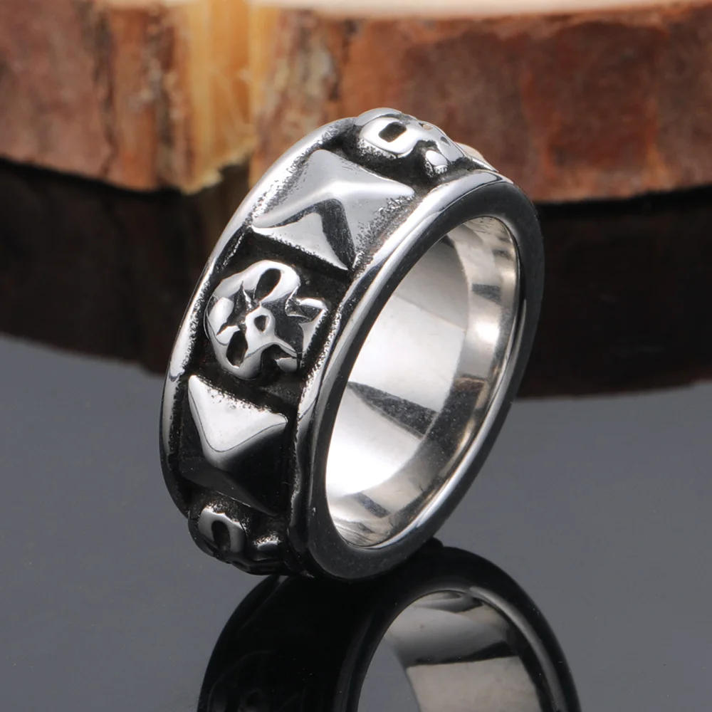 Men's Personalised Punk Skull Titanium Ring