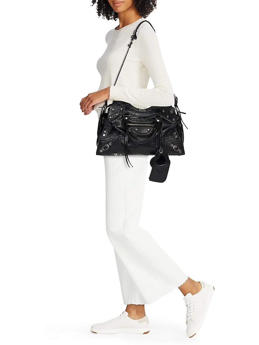 Balenciaga Neo Cagole City Handbag With Rhinestones bag black