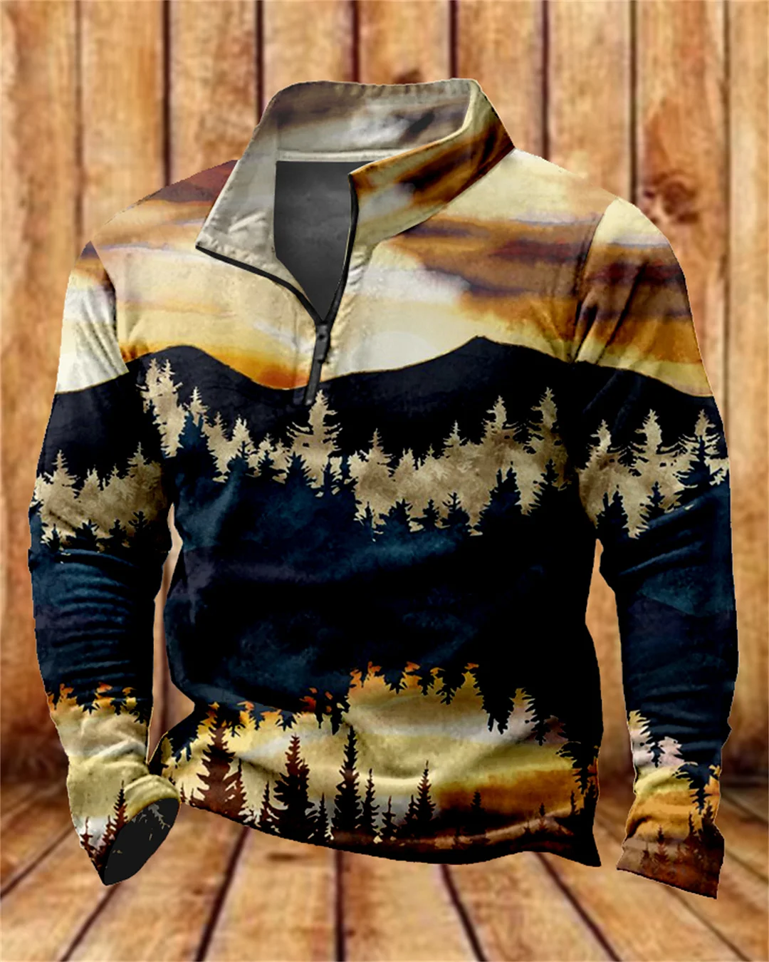 Suitmens Men's Fleece Outdoor Forest Zipper Hooded 00386