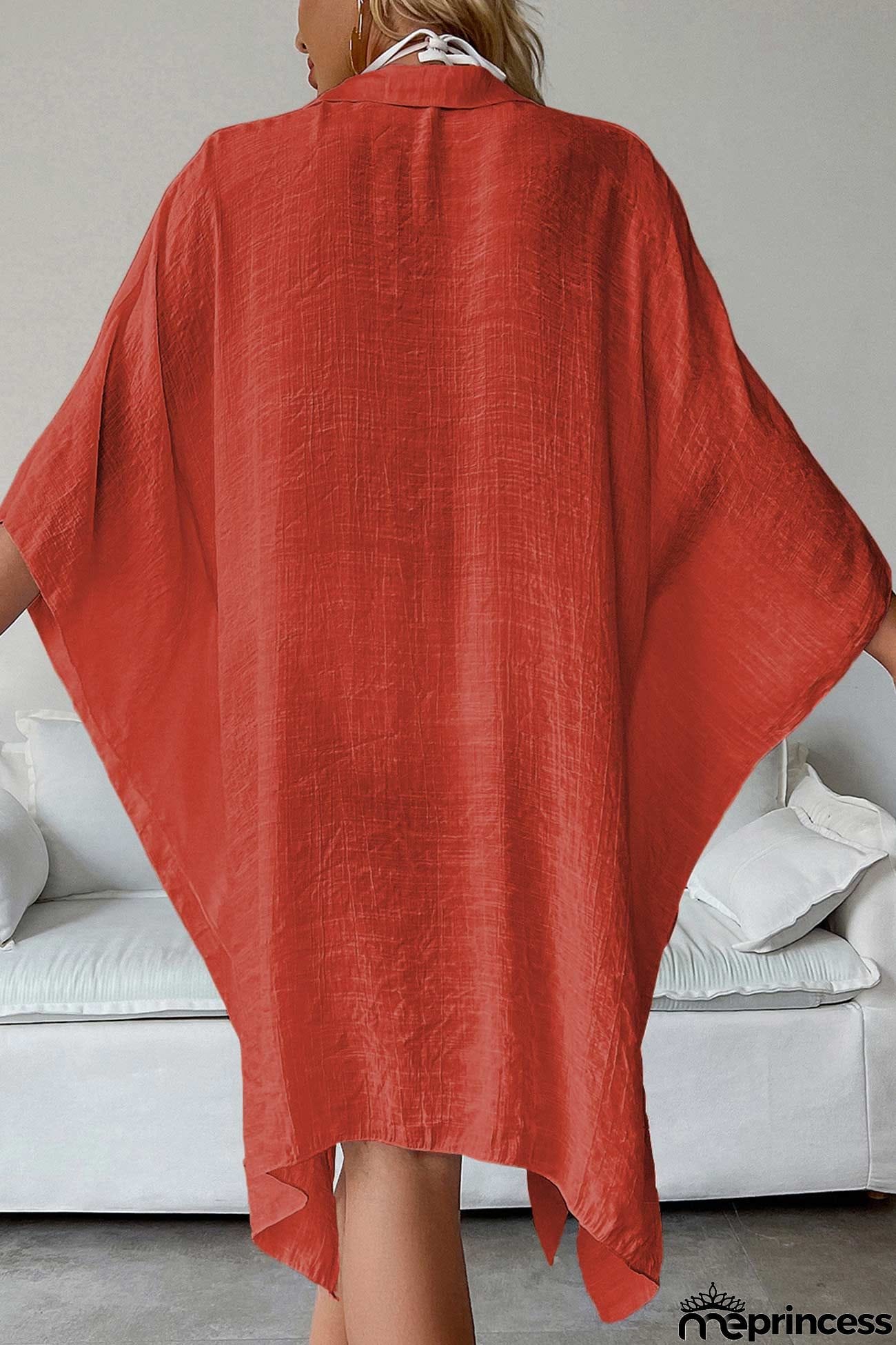 Solid Color Button Down Cover-up Shirt Dress