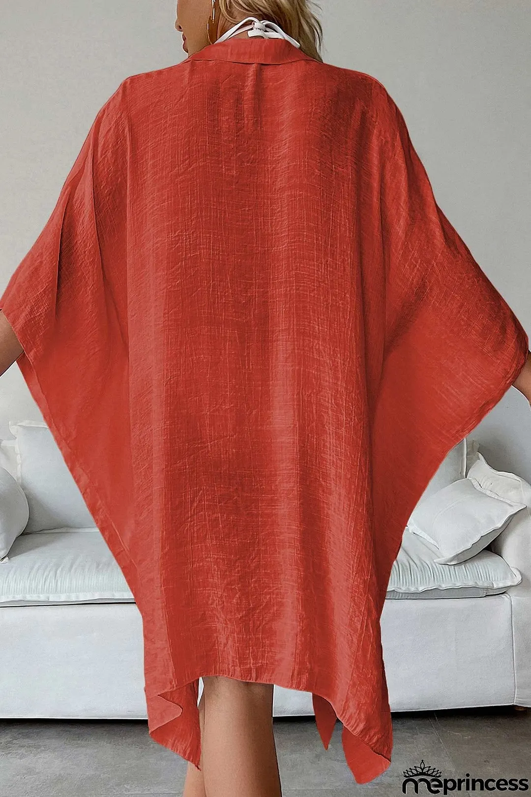 Solid Color Button Down Cover-up Shirt Dress