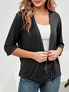 Open Front Solid Cardigan with 3/4 Sleeves, Elegant Spring/Summer Women's Clothing