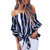 Women's Summer New Sexy One-shoulder Printed Top
