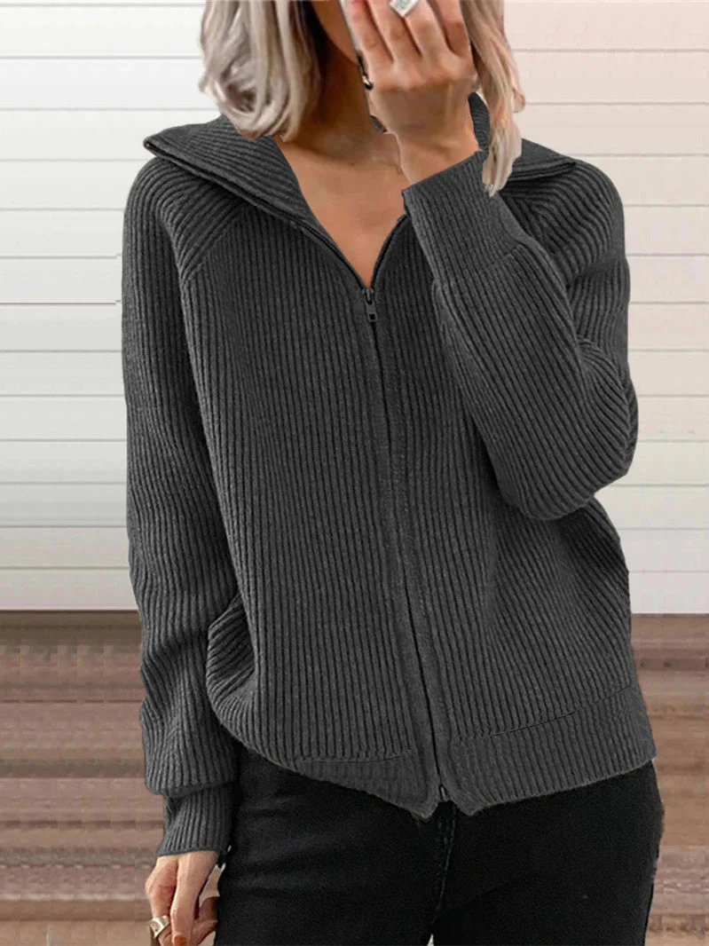 Women plus size clothing Women Long Sleeve knit cardigan Sweaters-Nordswear