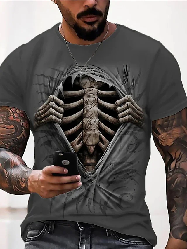 Men's T-Shirt 3D Print Short Sleeve Casual Tops