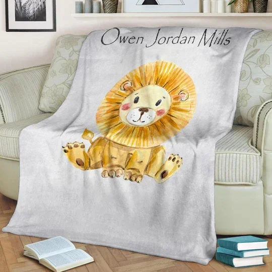 Personalized Lion Blanket Custom Name Gifts For Baby Boy