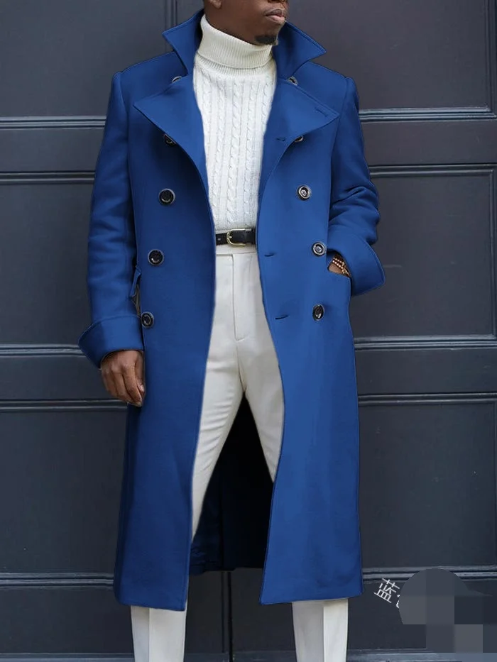 Uveng Uveng New Fashion Solid Color Collar Long-Sleeved Gentleman Coat Autumn And Winter Loose Coat In The Long Wind Coat