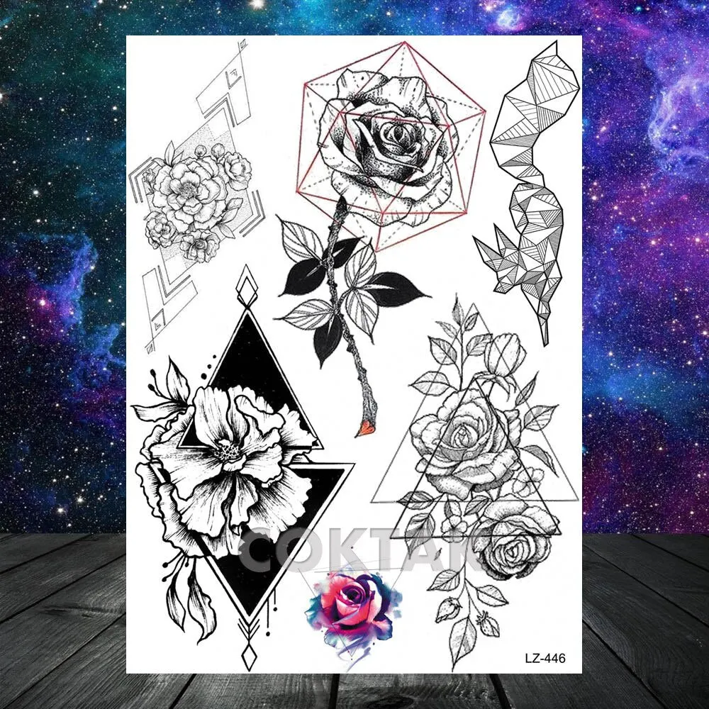 COKTAK Lavender Morning Glory Temporary Tattoos Sweet Peas Flower Body Art Arm Wrist Tatoos Waterproof DIY Fake Tattoo Stickers