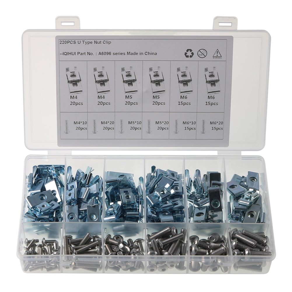 

220pcs M4 M5 M6 Car Panel Fastener Clips Screw Kits U Shaped Chimney Nut, 501 Original