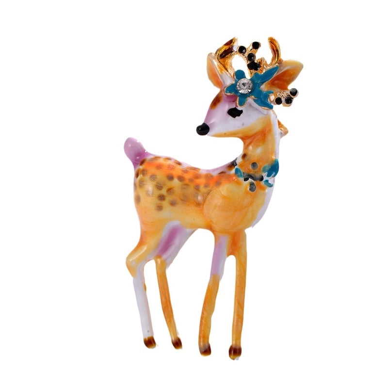 Cute Pin Deer Alloy Enamel Plating Inlay Rhinestones Unisex Brooches