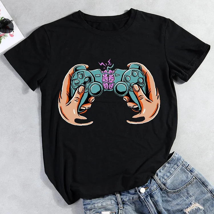 Game controller Round Neck T-shirt-Annaletters