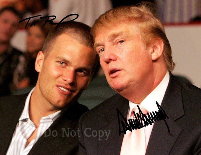 Tom Brady & Donald Trump Signed Photo Poster painting 8X10 rp Autographed Picture