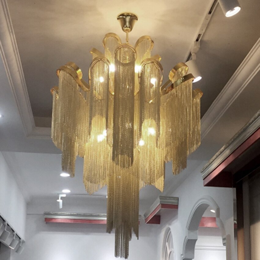 Post-modern Fringe Pendant Lamp Nordic Luxury Engineering Chain Tassel Chain Home Decor Hanging Lamp Indoor Lighting Luminaire