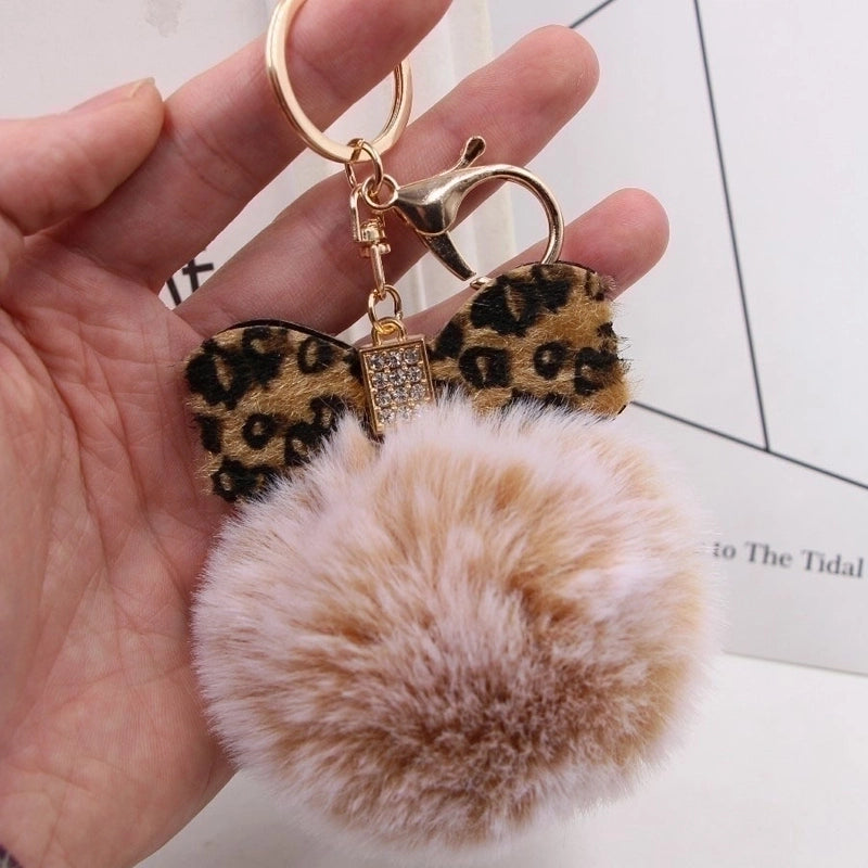 1 Piece Fashion Bow Knot Leopard Pu Leather Women’s Bag Pendant Keychain