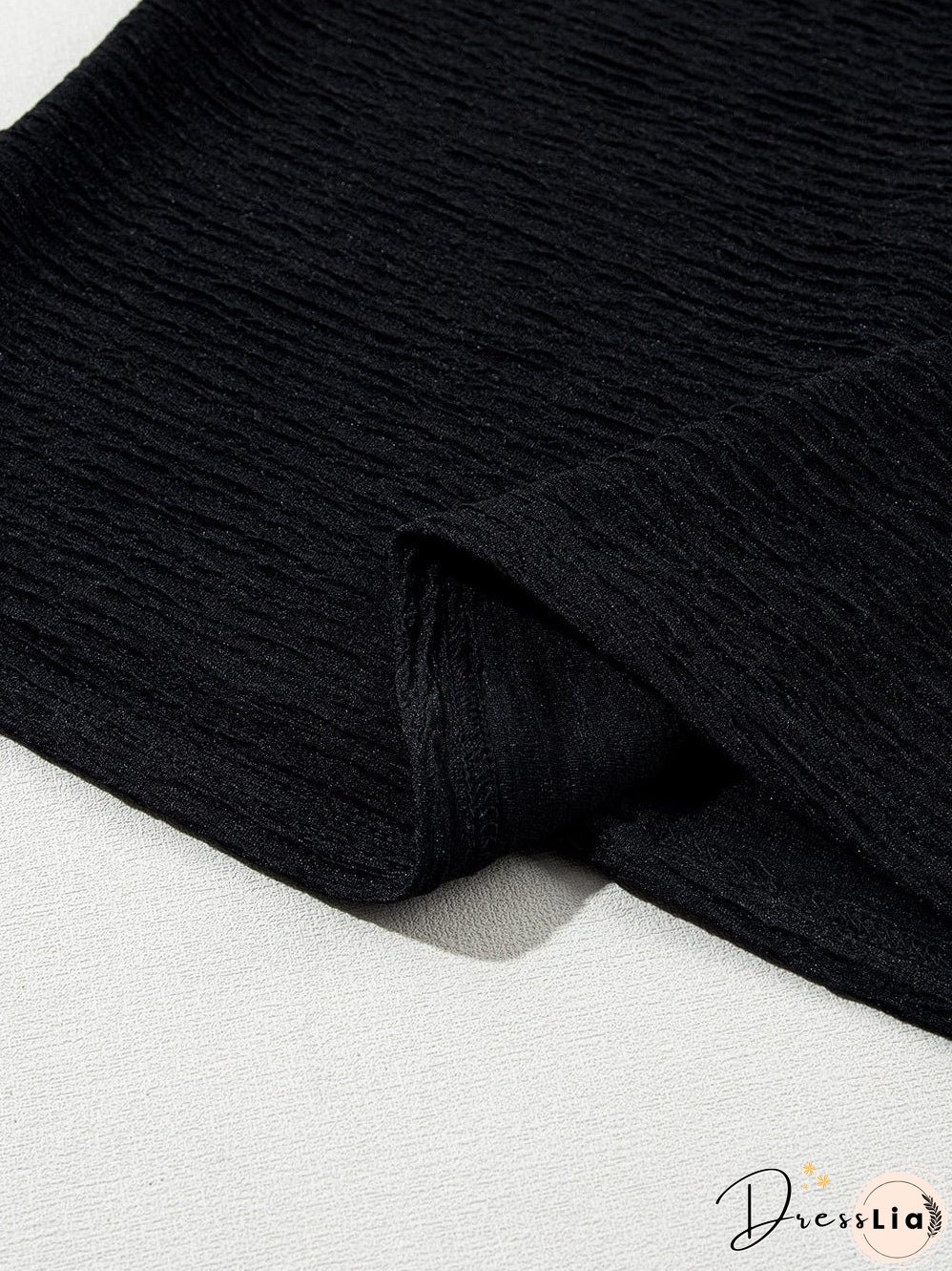 Elegant Black Textured Ruffle Sleeve Blouse