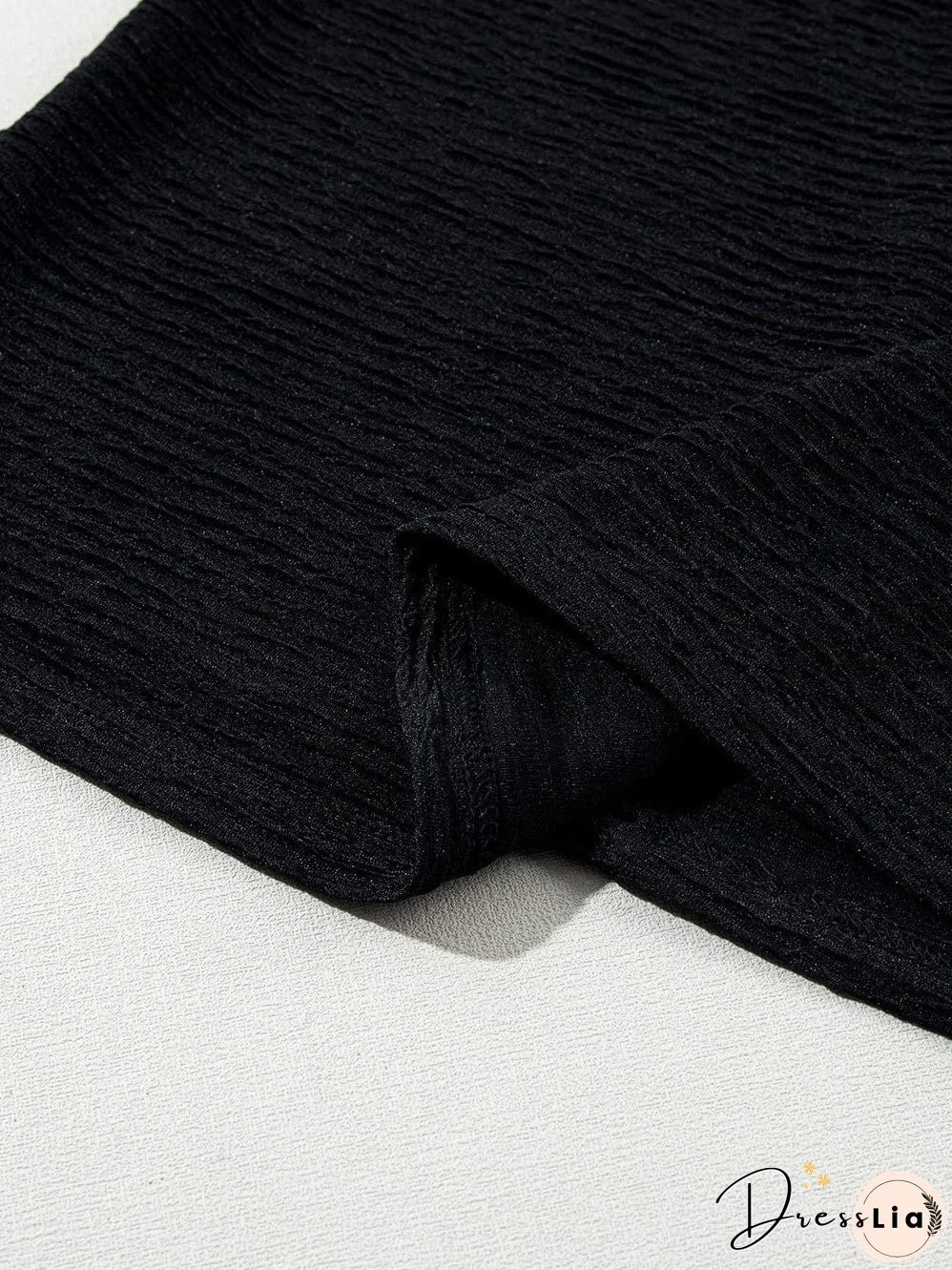 Elegant Black Textured Ruffle Sleeve Blouse