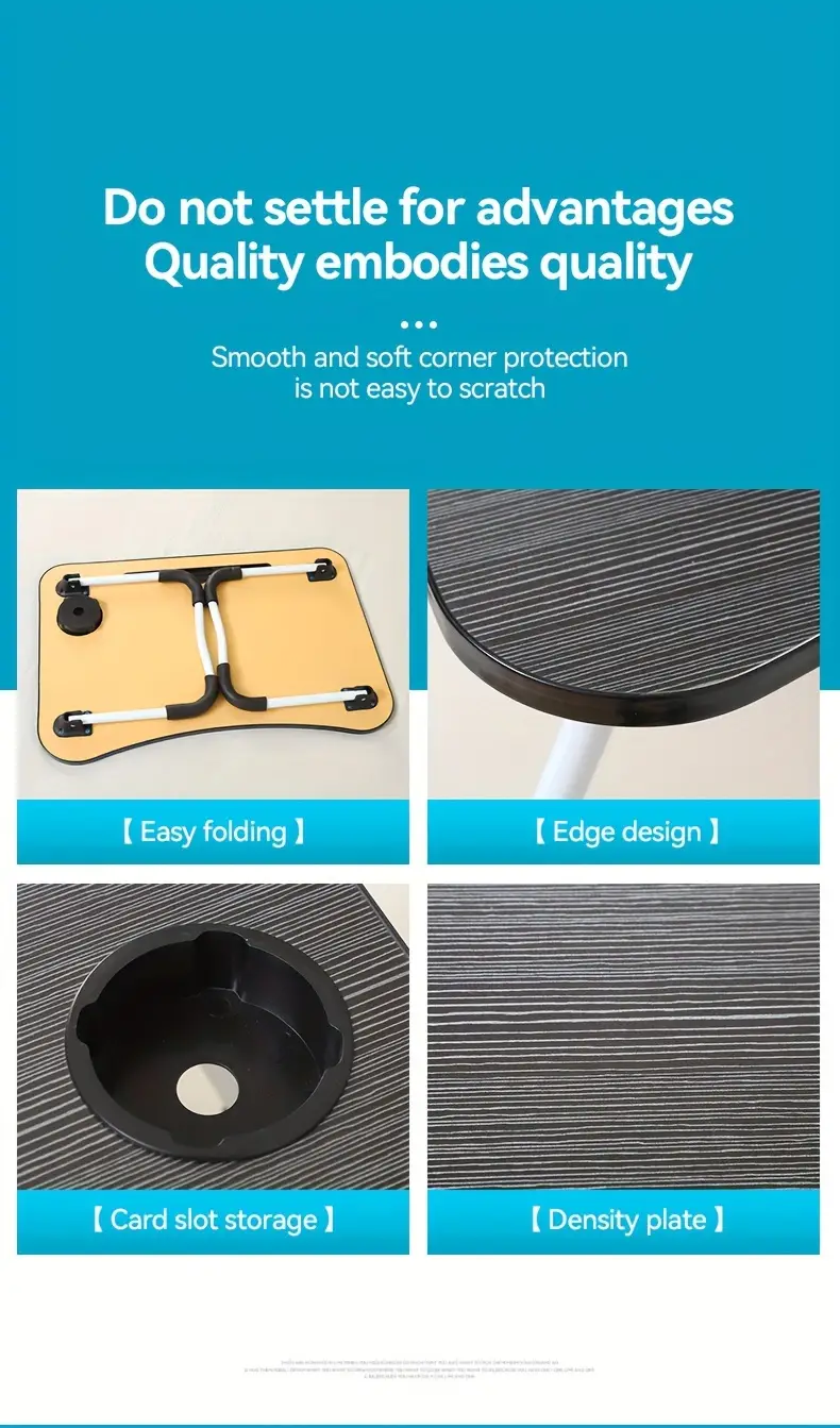 1pc Bed Folding Table, Desk, Laptop Table, Dining Table, Lazy Folding Small Table details 0