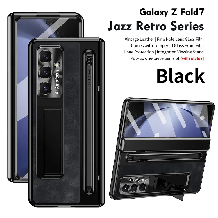 Jazz Retro Style Anyi-fall Protective Leather Phone Case For Galaxy Fold 8/7/6/5/4 With Front Protection Film And Stylus