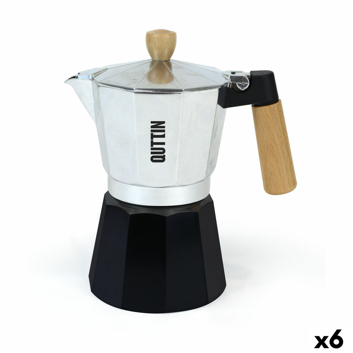 Italian Coffee Pot Quttin Aluminium 6 Cups (6 Units)