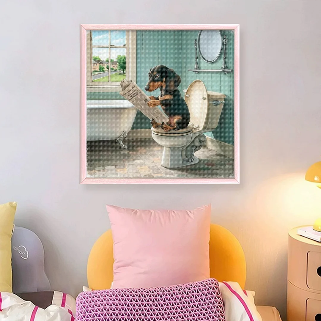 Dachshund Full 11CT DIY Stamped Cross Stitch Kits 40x40cm for Adults Home Decor