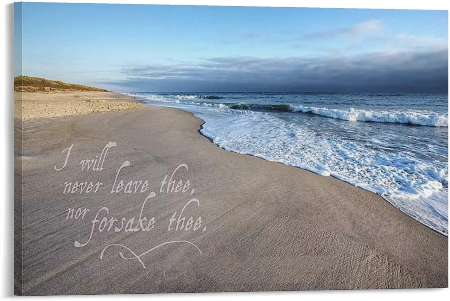 Bible Scripture Wall Art Mediterranean Pictures Beach Waves Wall Art Sea Art Canvas Posters Prints Picture for Living Room Bedroom Office Kitchen Decor 24x36inch(60x90cm) Frame-Style 24x36inch(60x90cm)