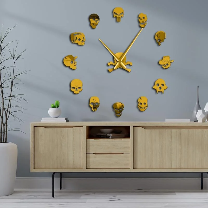 Frameless Skull Wall Clock
