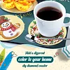 8Pcs Christmas DIY Wood Diamond Painting Coasters Kit with Round Base