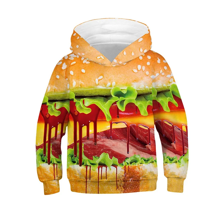 Kids Sweatshirt 3D Hamburger hoodie-Mayoulove