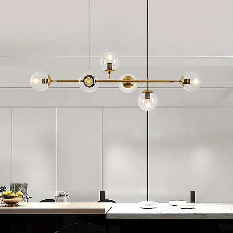 6 Glass Globes LED Electroplated Modern Chandelier Pendant Light Hanging Lamp - Appledas
