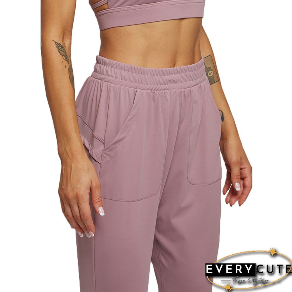 Light Purple Casual Skinny Pants With Pockets