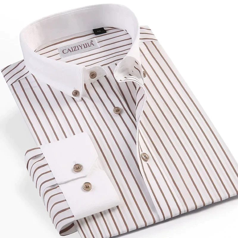 Casual Business Striped Cotton Long Sleeve Shirt