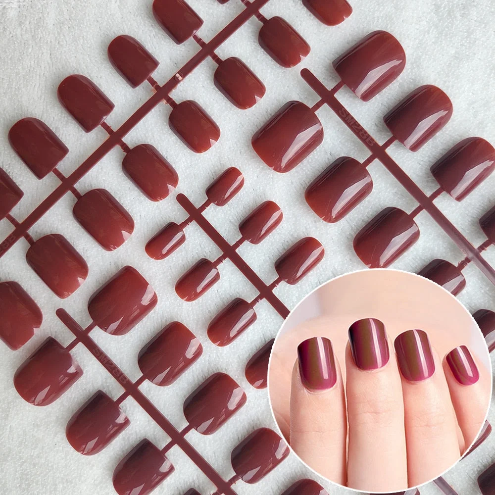 5 Sets Of 24 Pieces Per Unit Round Colored False Nails Tips Full Cover 10 Size Fake Nails For DIY Acrylic Press On Nail Tips-Nail Inspo