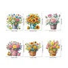(US Local)6Pcs 2D/Flat DIY Flower Bucket Diamond Painting Fridge Magnets Kit for Art Crafts Gift